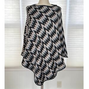 Vintage Missoni Poncho Sweater, Y2K Wool Blend, Gray ZigZag Knit Cape, Italy NWT